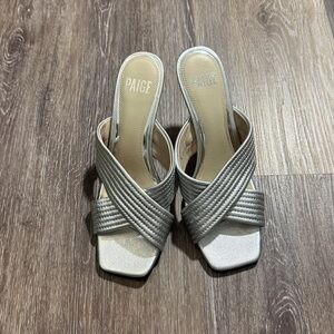 Paige Silver High Heel Sandals 6.5